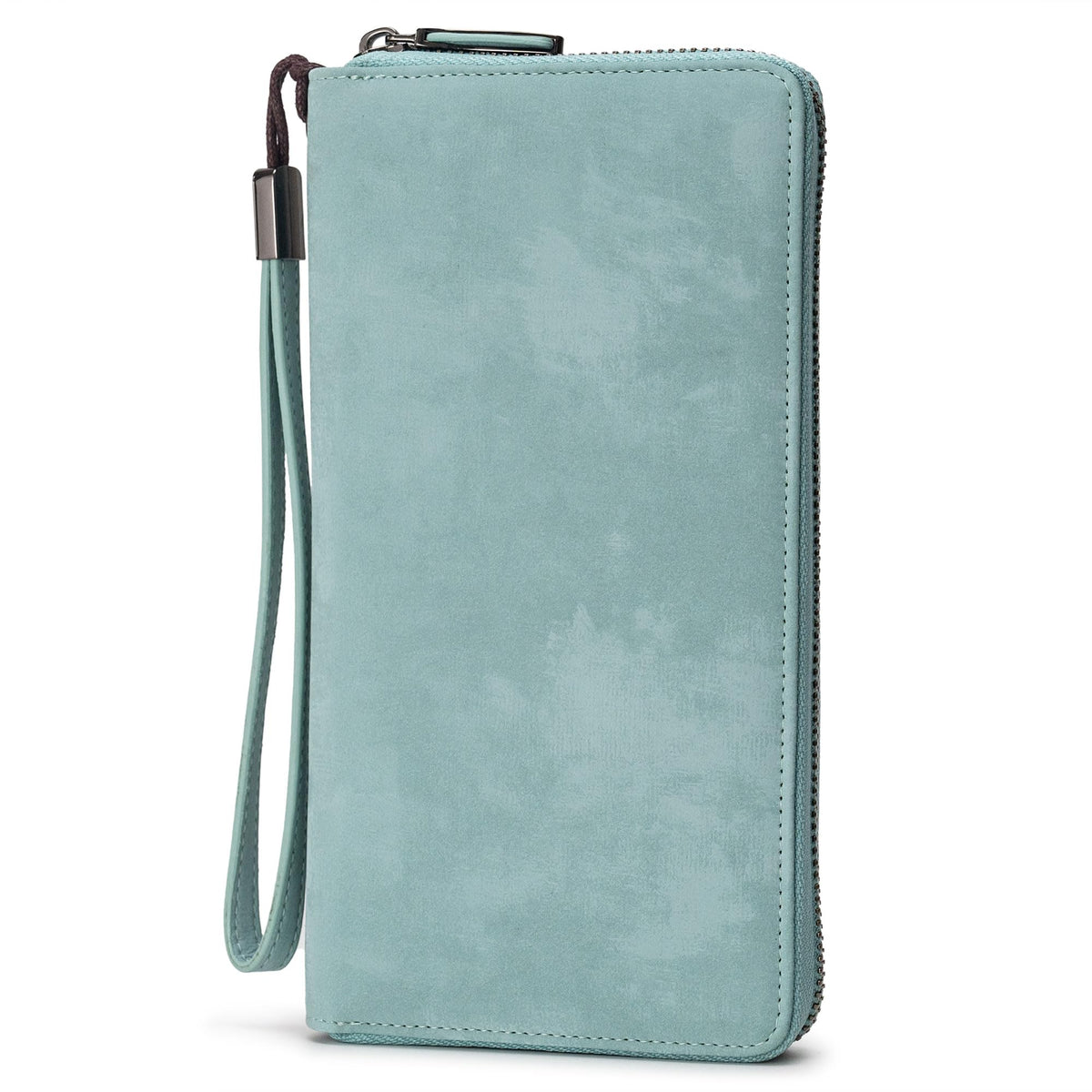 Bveyzi Women RFID Blocking Wallet Leather Zip Around Phone Clutch Large Capacity Ladies Travel Purse Wristlet
