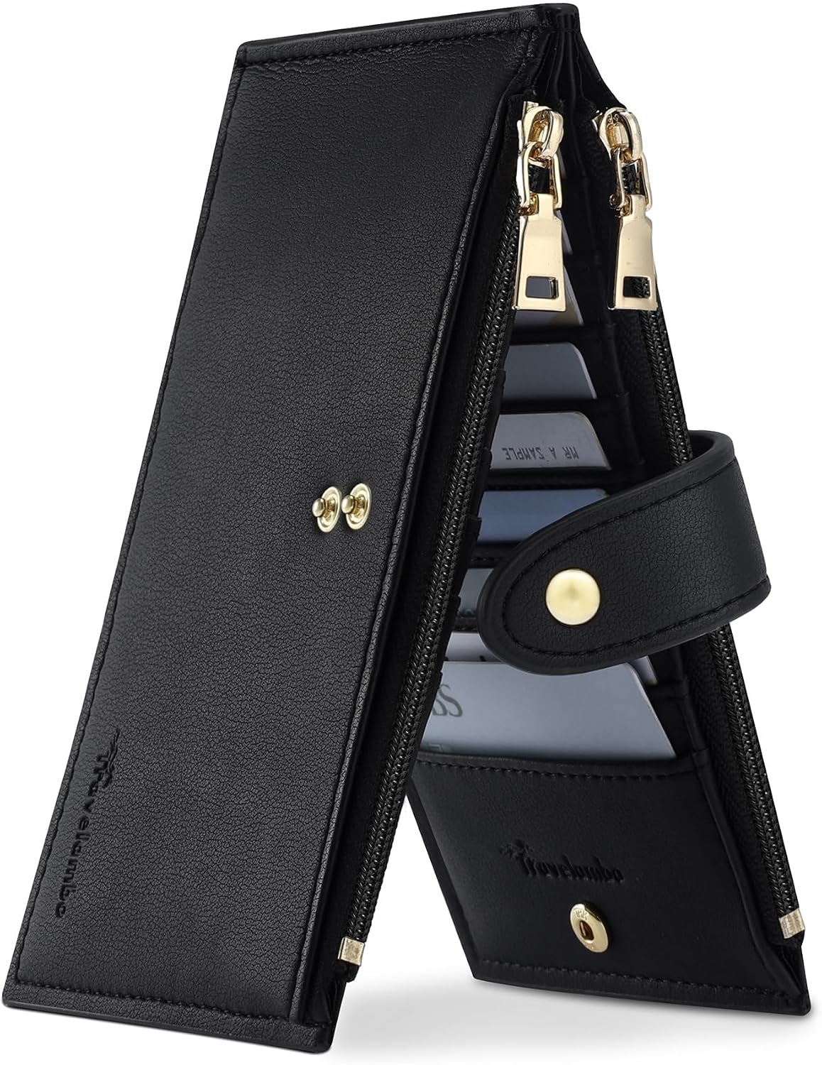 Travelambo Womens Leather Bifold Wallet, Slim RFID Blocking Card Holder