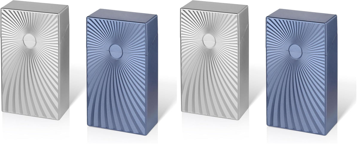 Cigarette Case Box 100mm Cigarettes 100’s Size Women and Men Perfect Roll Your Own Regular Cigs (2 Boxes (Pale Blue+Light Silver, 100mm)