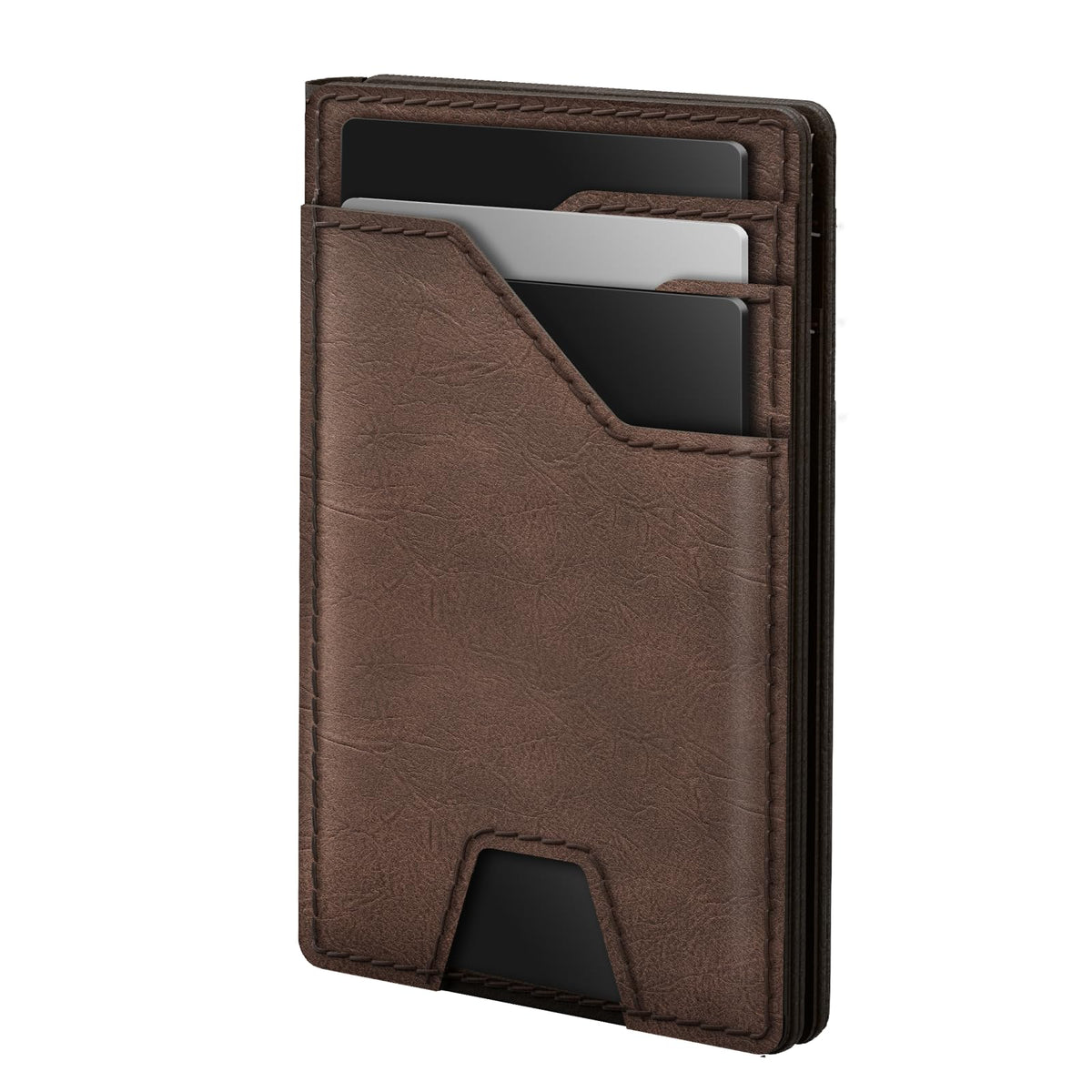 typecase Leather Wallet for Men Card Holder: Premium Genuine Leather, RFID Blocking, Slim, Minimalist, Front Pocket - 15 Cards Capacity | ID Window | Money Clip (Brown)