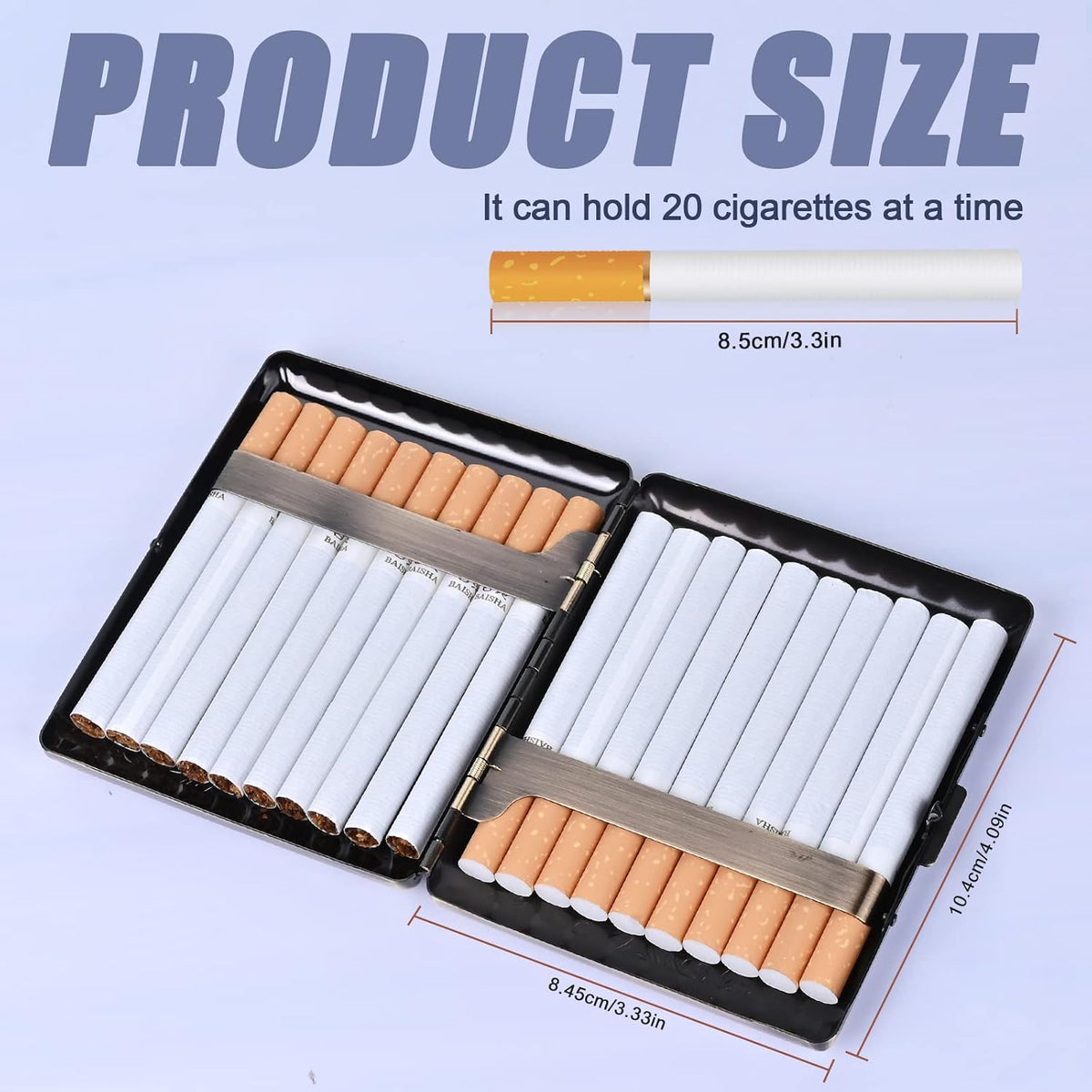 Stylish Design Retro Metal Cigarette Case -Double Sided Spring Clip Open Cigarette,Pocket Holder Credit Card Holder Protective Security Wallet for Men and Women,Holds 18-20 100mm (Vine Bronze)