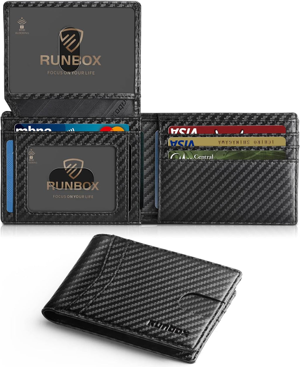 RUNBOX Wallet for Men -Slim Rfid Leather Mens Bifold Novelty Wallets 2 ID Window With Gift Box Men's Accessories