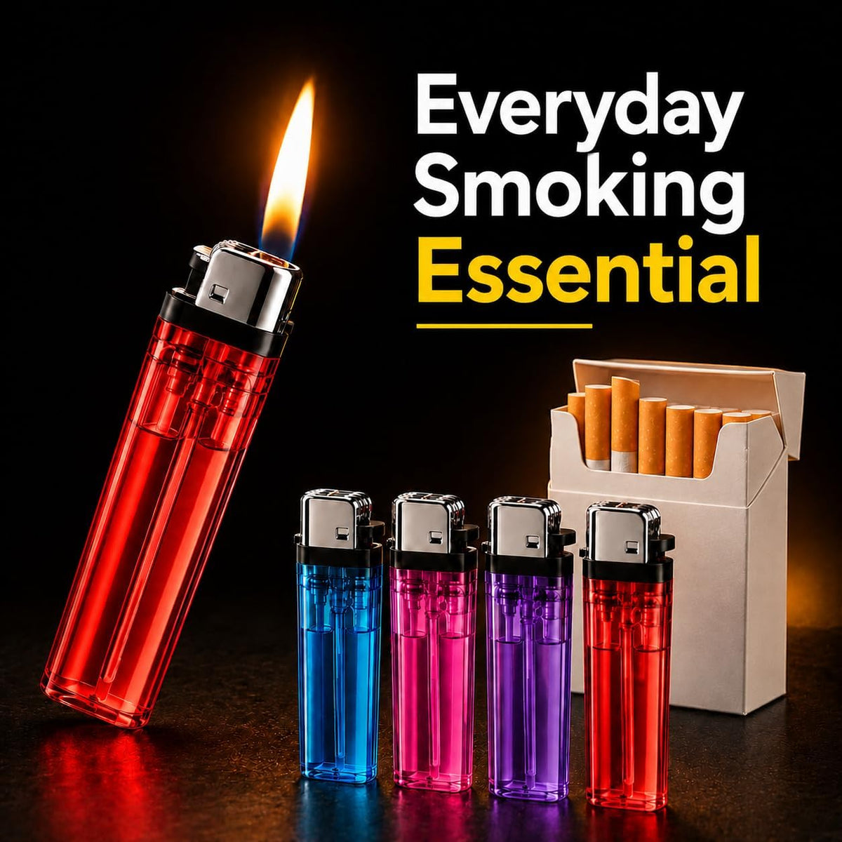 Eagle 50 Count Disposable Lighters, Assorted Color Utility Pack with Display Tray, Transparent Body for Home, BBQ, Camping, Candles & Emergency Kit