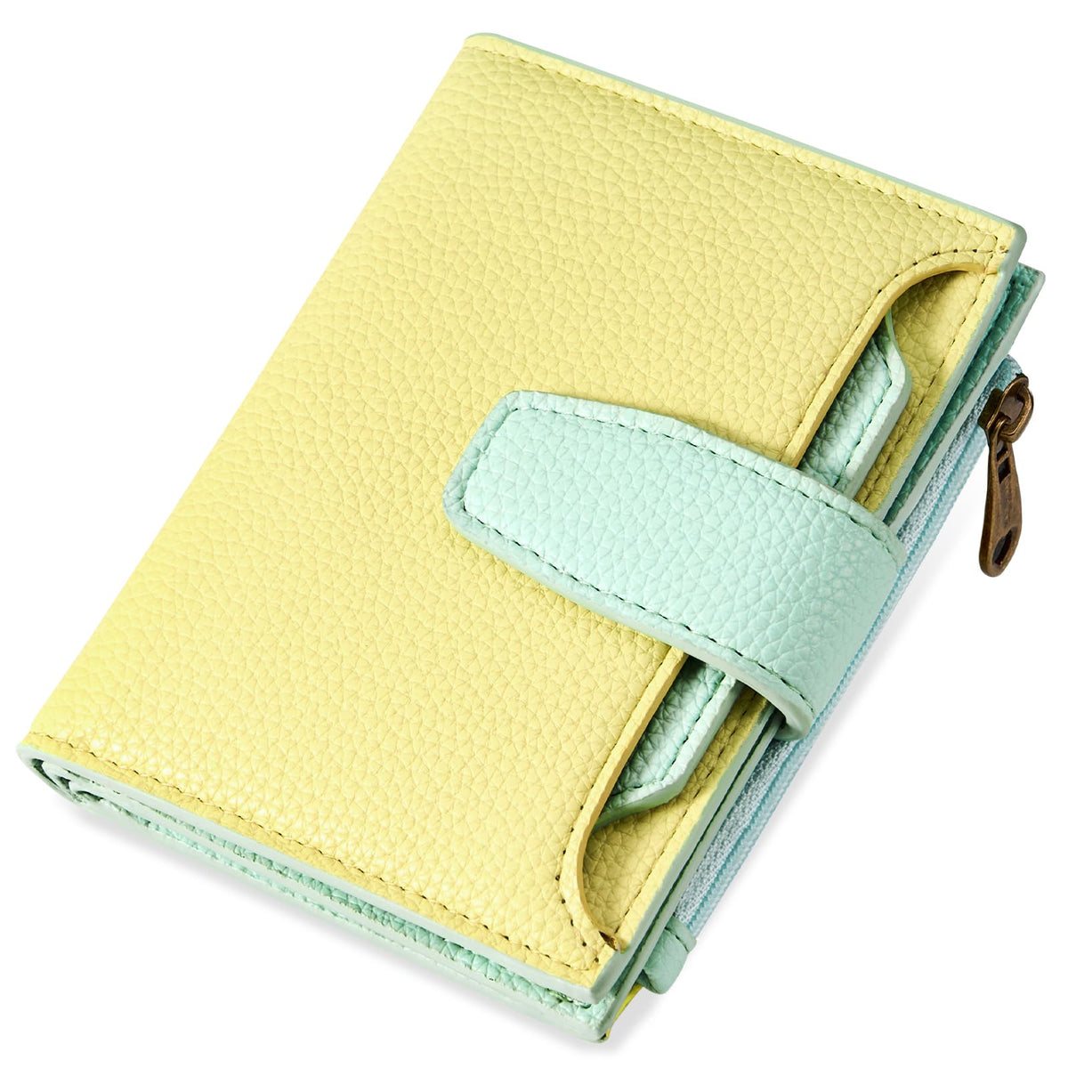 Airkit Small Wallet Women RFID Blocking Soft Leather Bifold Compact Card Holder Wallet for Women with Zipper Coin Pocket 4 ID Window