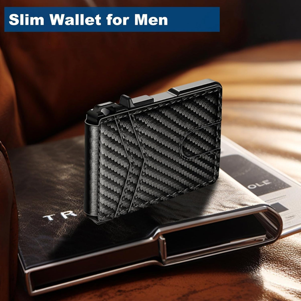 Wallet for Men, Mens Minimalist Wallet 9-13 Cards, Slim Compact RFID Wallet