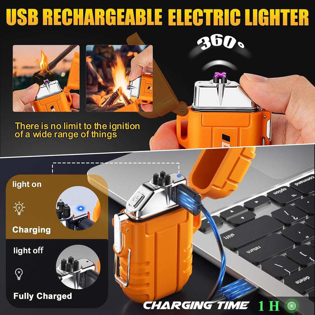 Electric Plasma Lighter, Torch Lighter, 2 Pack Outdoor Waterproof Matches