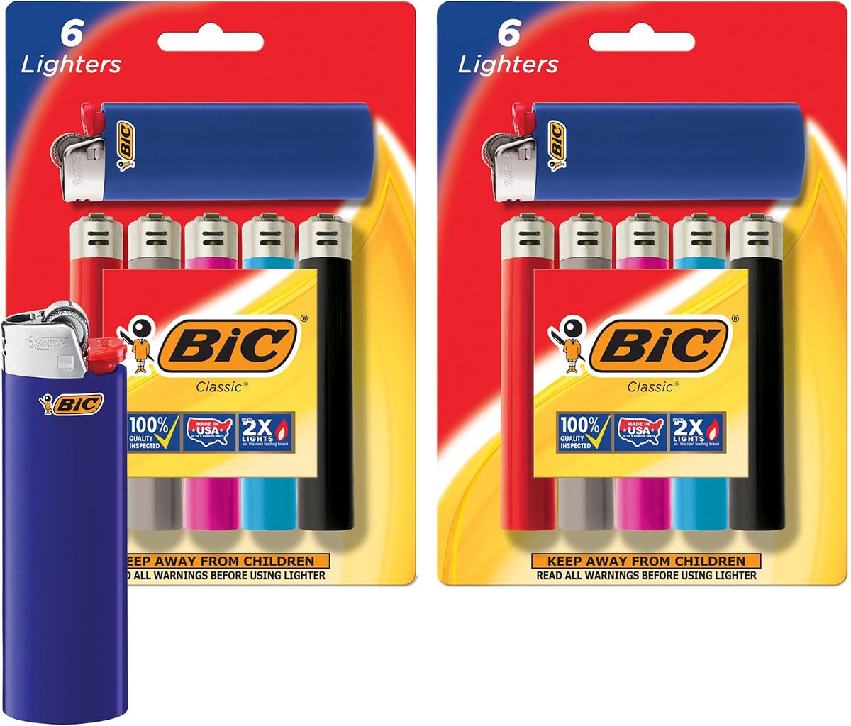 BIC Maxi Pocket Lighters, Reliable and Long-Lasting, Assorted Colors, 12-Pack (Colors May Vary)