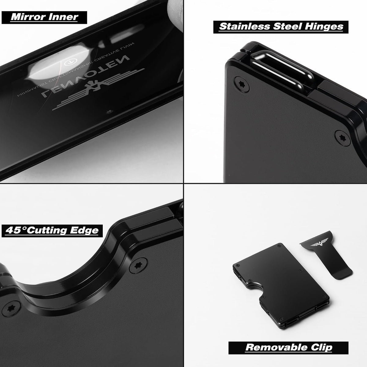 Lenvoten Upgraded Hinged Minimalist Wallet for Men, RFID Blocking Wallet