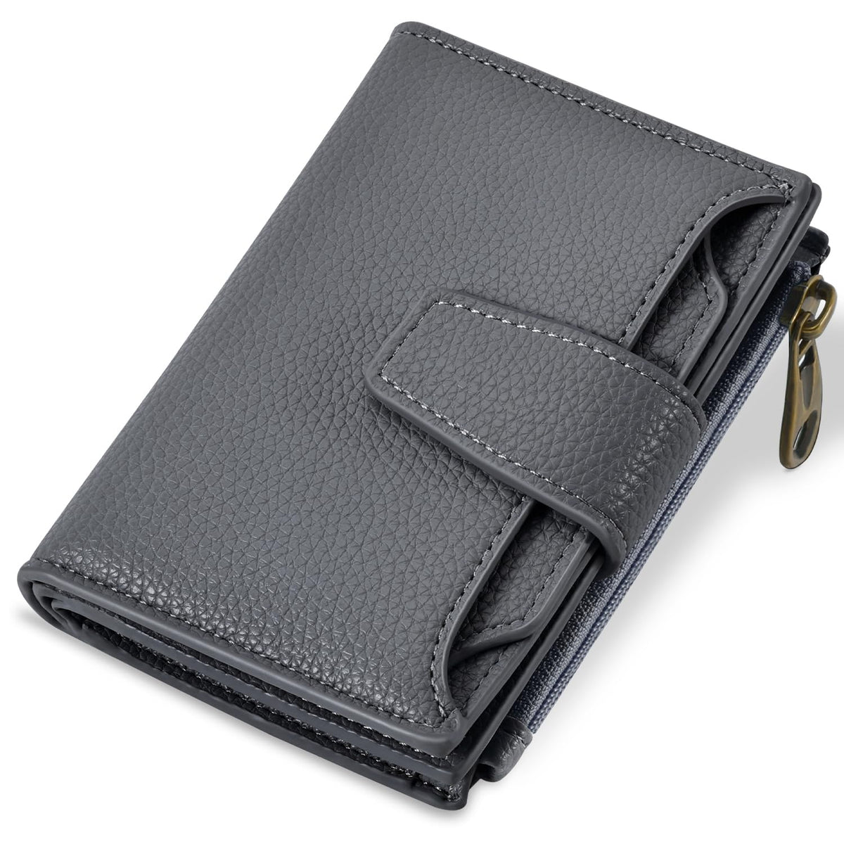Airkit Small Wallet Women RFID Blocking Soft Leather Bifold Compact Card Holder Wallet for Women with Zipper Coin Pocket 4 ID Window