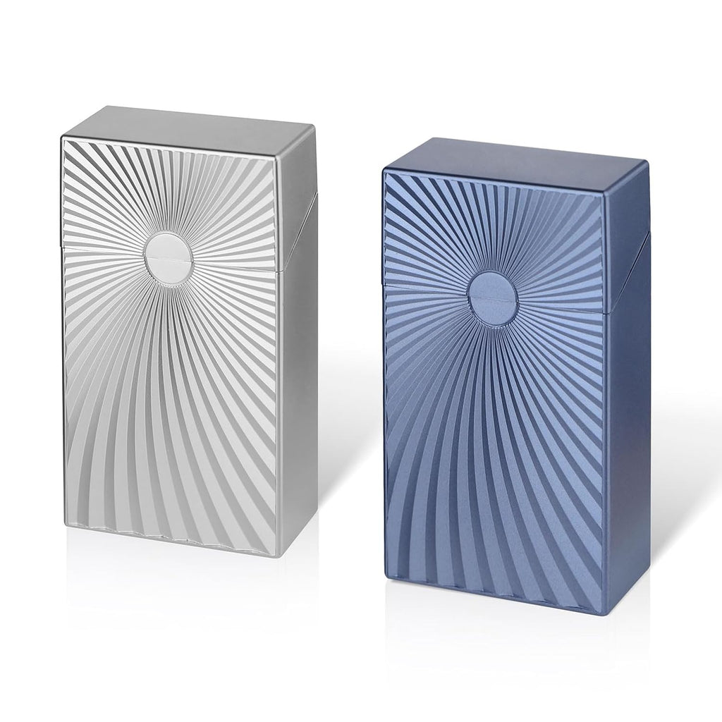 Cigarette Case Box 100mm Cigarettes 100’s Size Women and Men Perfect Roll Your Own Regular Cigs (2 Boxes (Pale Blue+Light Silver, 100mm)