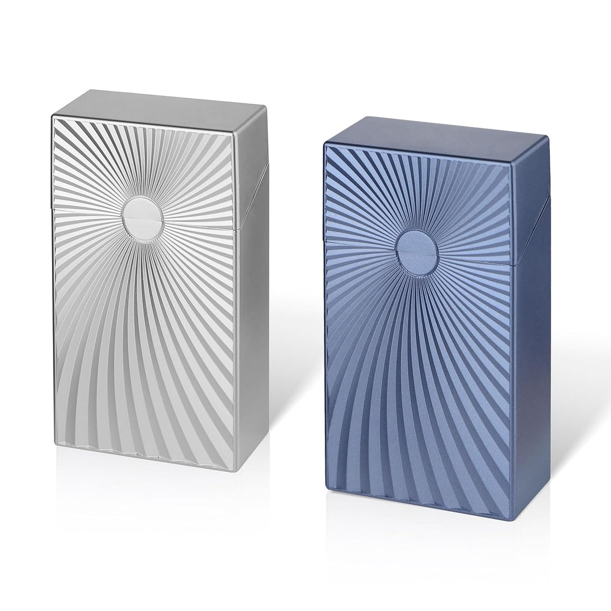 Cigarette Case Box 100mm Cigarettes 100’s Size Women and Men Perfect Roll Your Own Regular Cigs (2 Boxes (Pale Blue+Light Silver, 100mm)