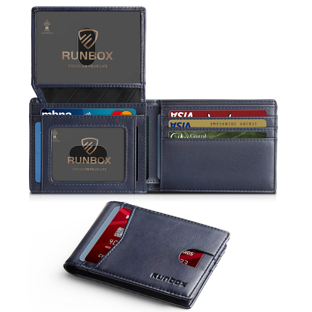 RUNBOX Wallet for Men -Slim Rfid Leather Mens Bifold Novelty Wallets 2 ID Window With Gift Box Men's Accessories