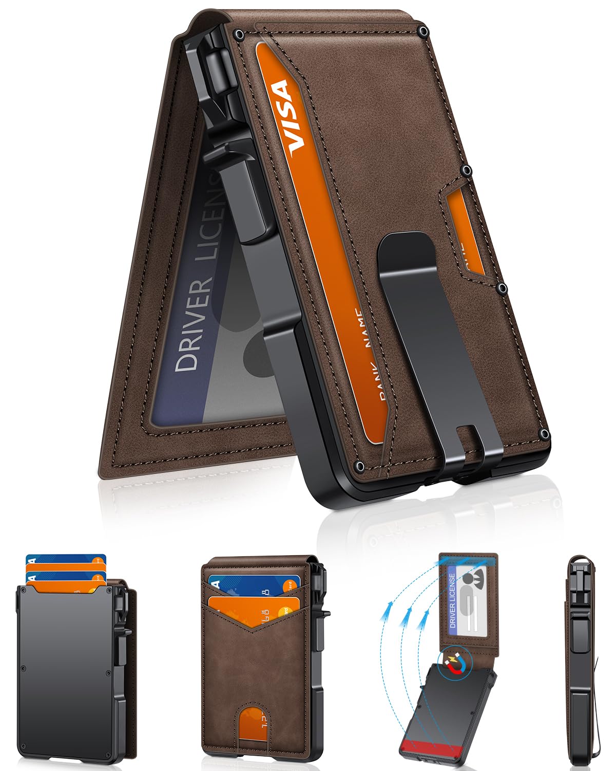 Wallet for Men, Mens Minimalist Wallet 9-13 Cards, Slim Compact RFID Wallet