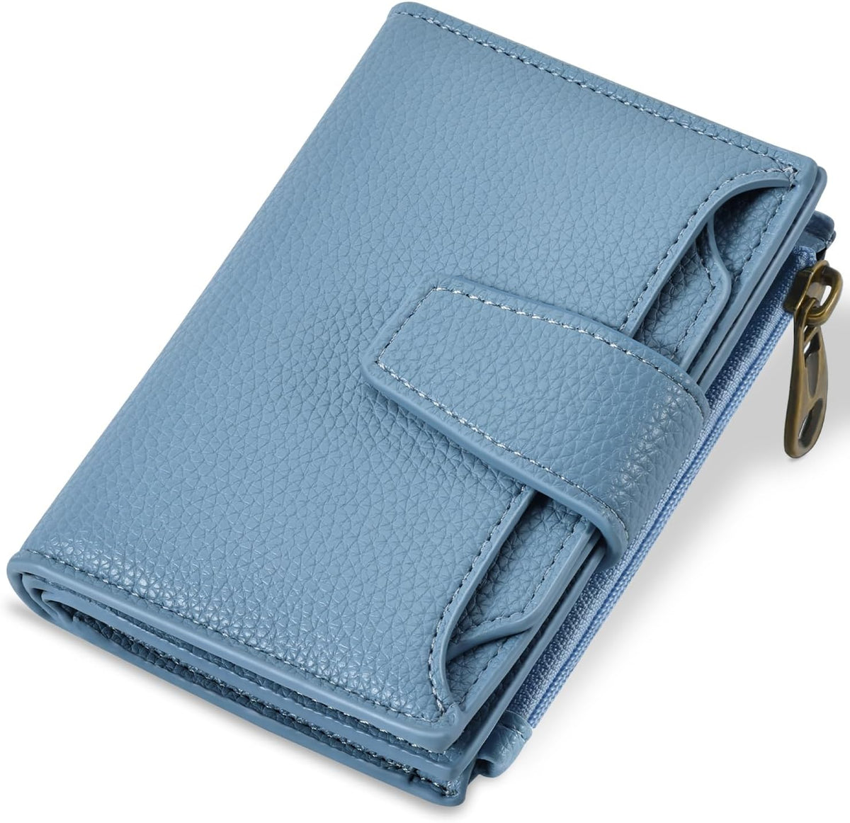 Airkit Small Wallet Women RFID Blocking Soft Leather Bifold Compact Card Holder Wallet for Women with Zipper Coin Pocket 4 ID Window