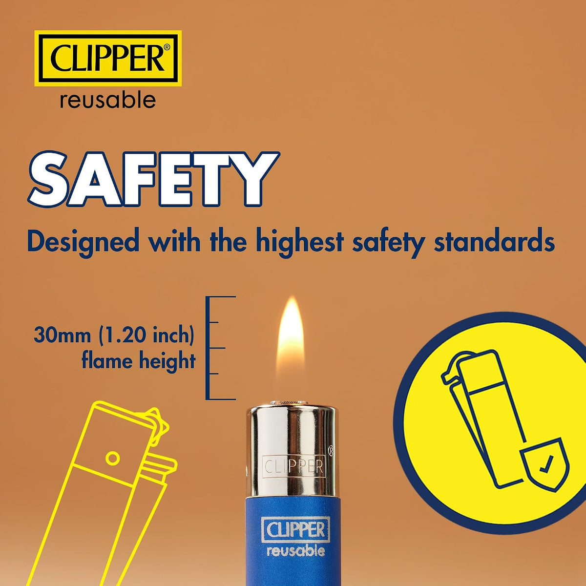 Clipper Classic Large Reusable Lighter, 9 Pack