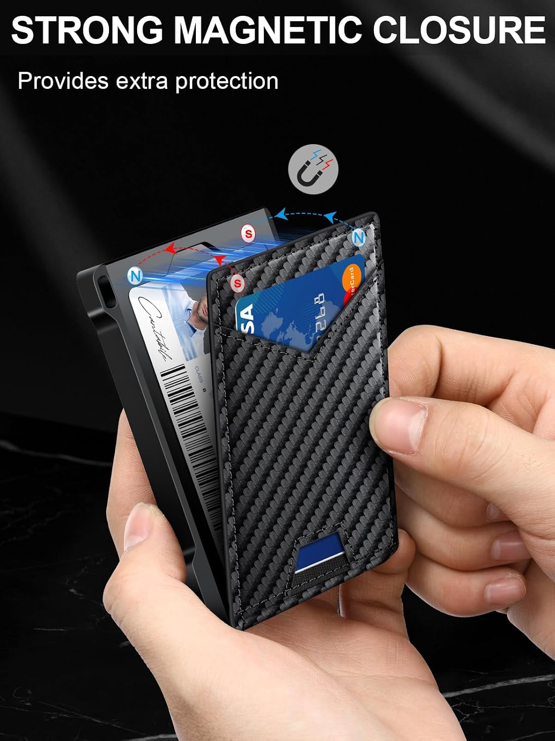 Wallet for Men RFID Wallet with 2 ID Windows & Money Clip, Slim Card Holder