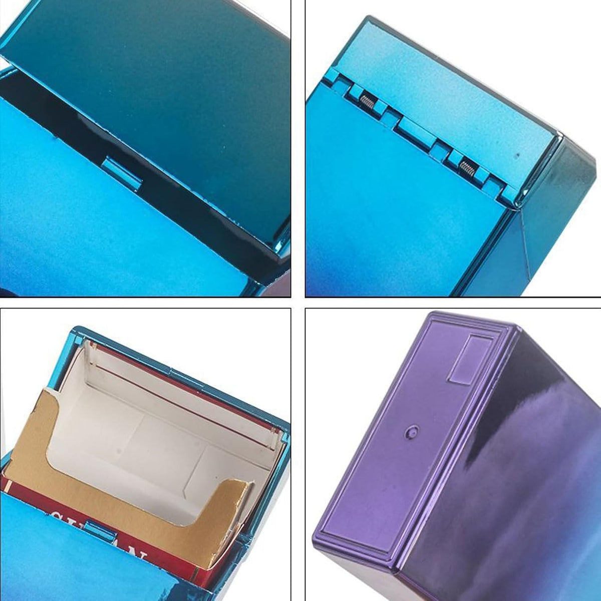 Cigarette case for 100's Can Hold a Small Lighter Suitable for 20 King Size Cigarette case Coin case Pill case Outdoor Weed Accessories for Women Men 2Pack (Blue Silver,Violet Blue, 100mm)