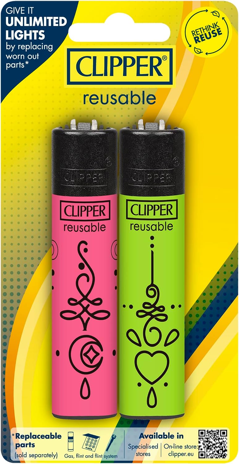 Clipper Classic Large Reusable Lighter, 16 Pack, Assorted Designs