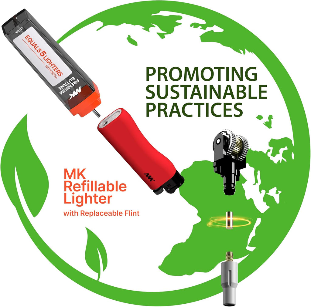 MK 10pcs Lighters 9G Flint Strike Refillable Lighter,Striking Design, Ideal as Lighters for Candle, BBQ, Butane Lighter, Classic Pocket (9G-HUE-10PC)