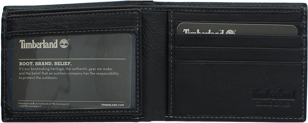 Timberland Men's Wellington Leather Rfid Bifold Commuter Security Wallet, Black, One Size