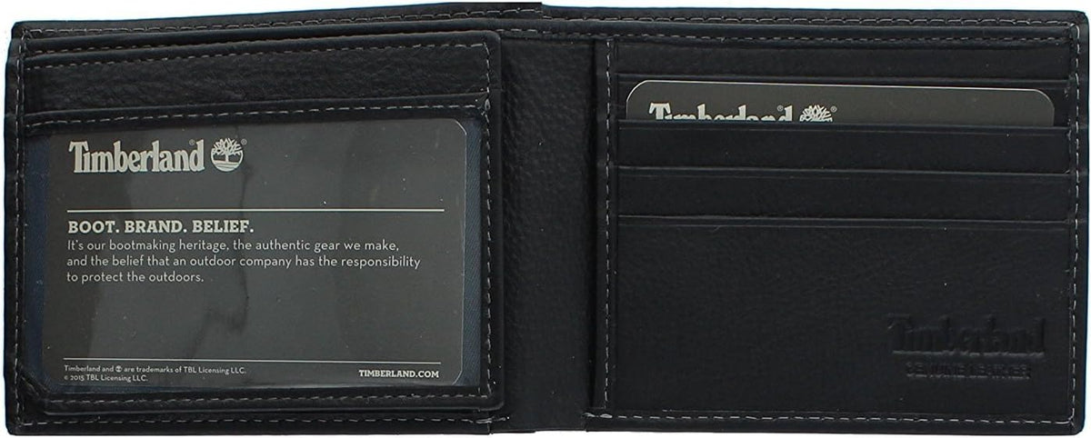 Timberland Men's Wellington Leather Rfid Bifold Commuter Security Wallet, Black, One Size