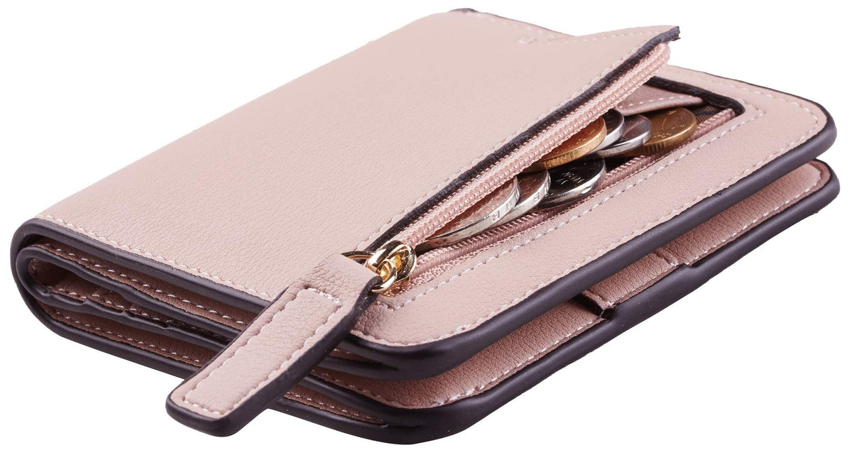 Toughergun Women’s Small Slim Leather Wallet with RFID Protection, Compact Bifold Mini Purse with Clear ID Window