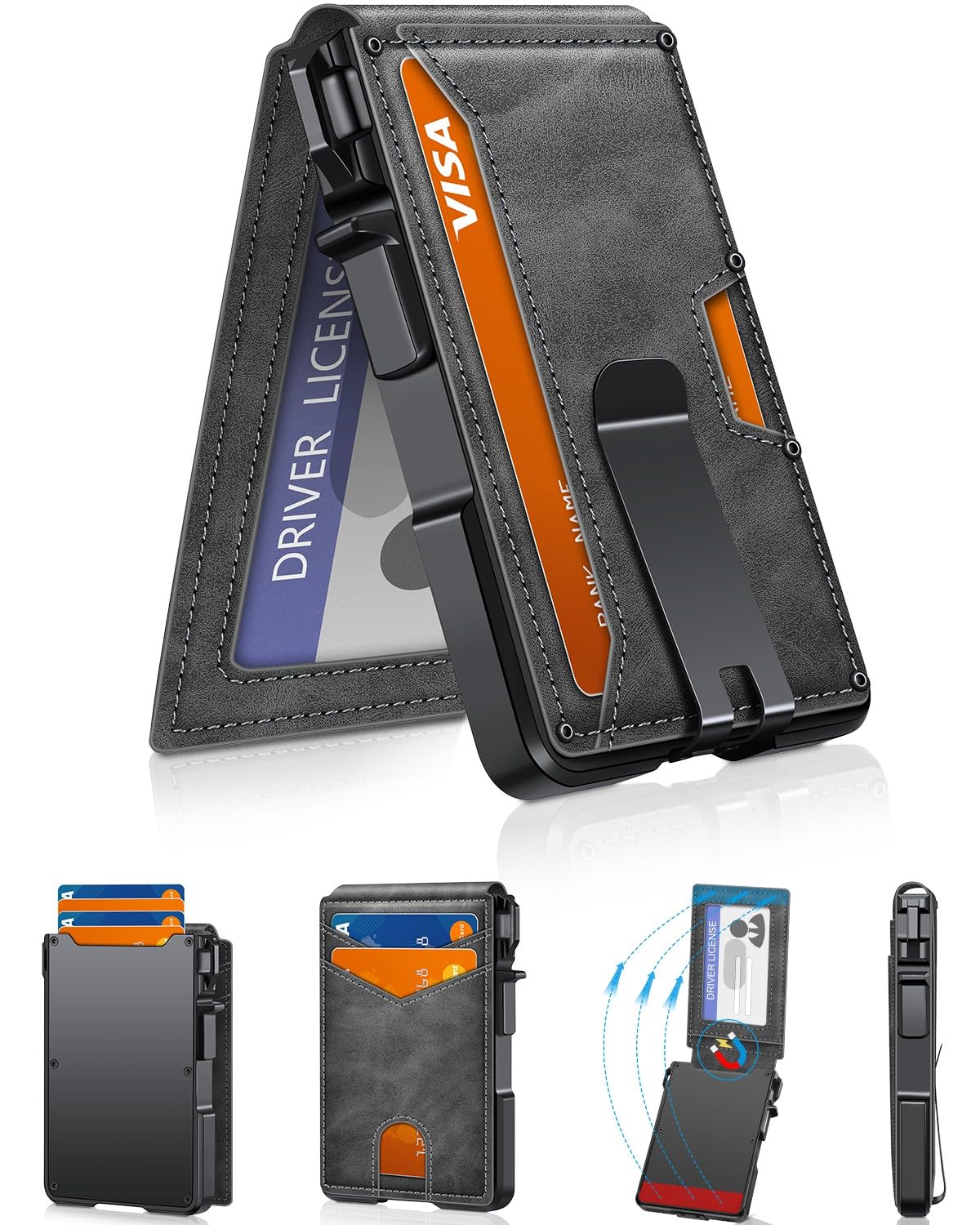 Wallet for Men, Mens Minimalist Wallet 9-13 Cards, Slim Compact RFID Wallet