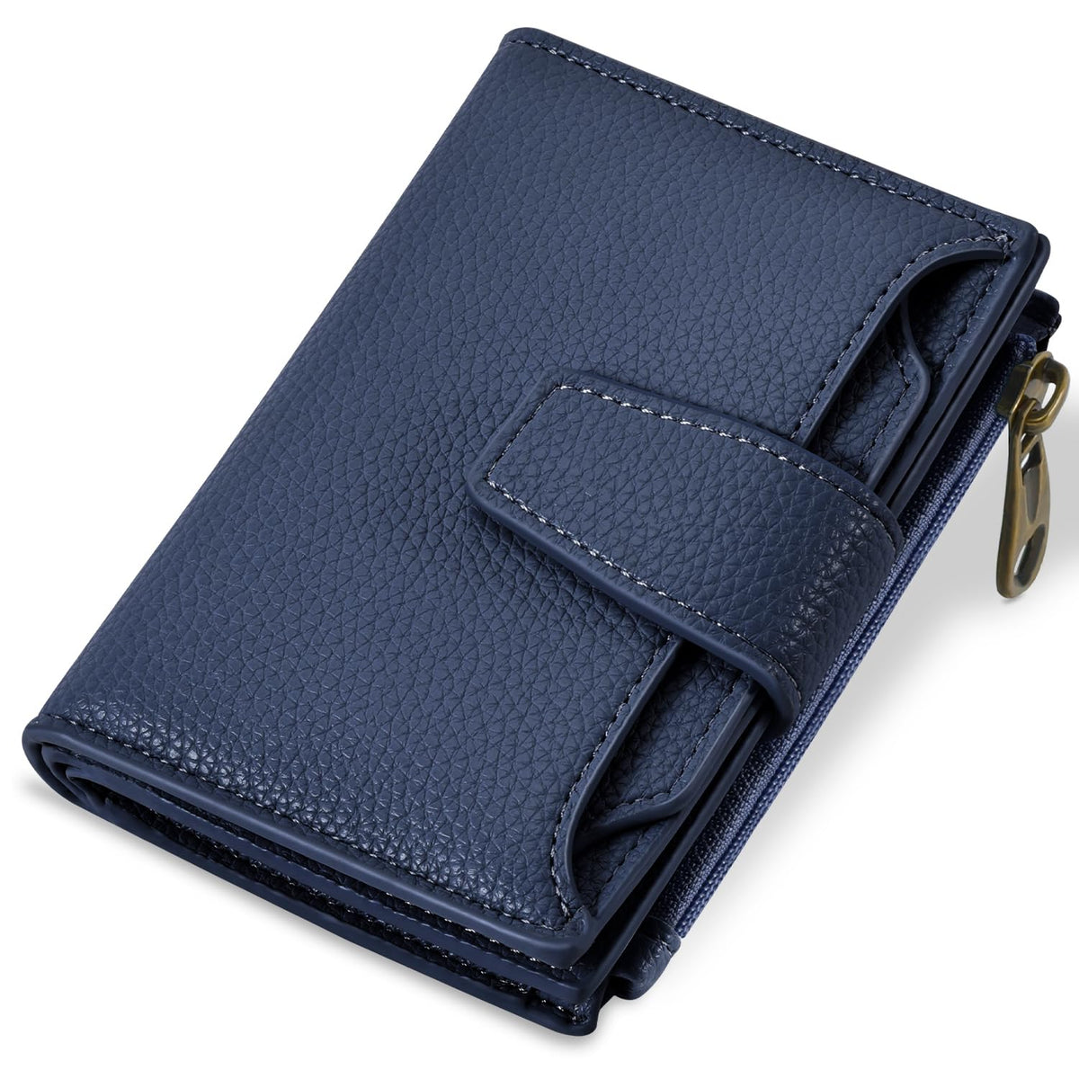 Airkit Small Wallet Women RFID Blocking Soft Leather Bifold Compact Card Holder Wallet for Women with Zipper Coin Pocket 4 ID Window