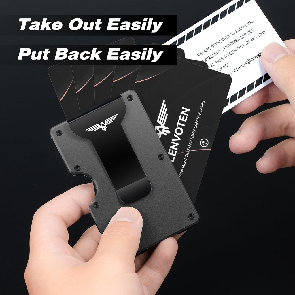 Lenvoten Upgraded Hinged Minimalist Wallet for Men, RFID Blocking Wallet