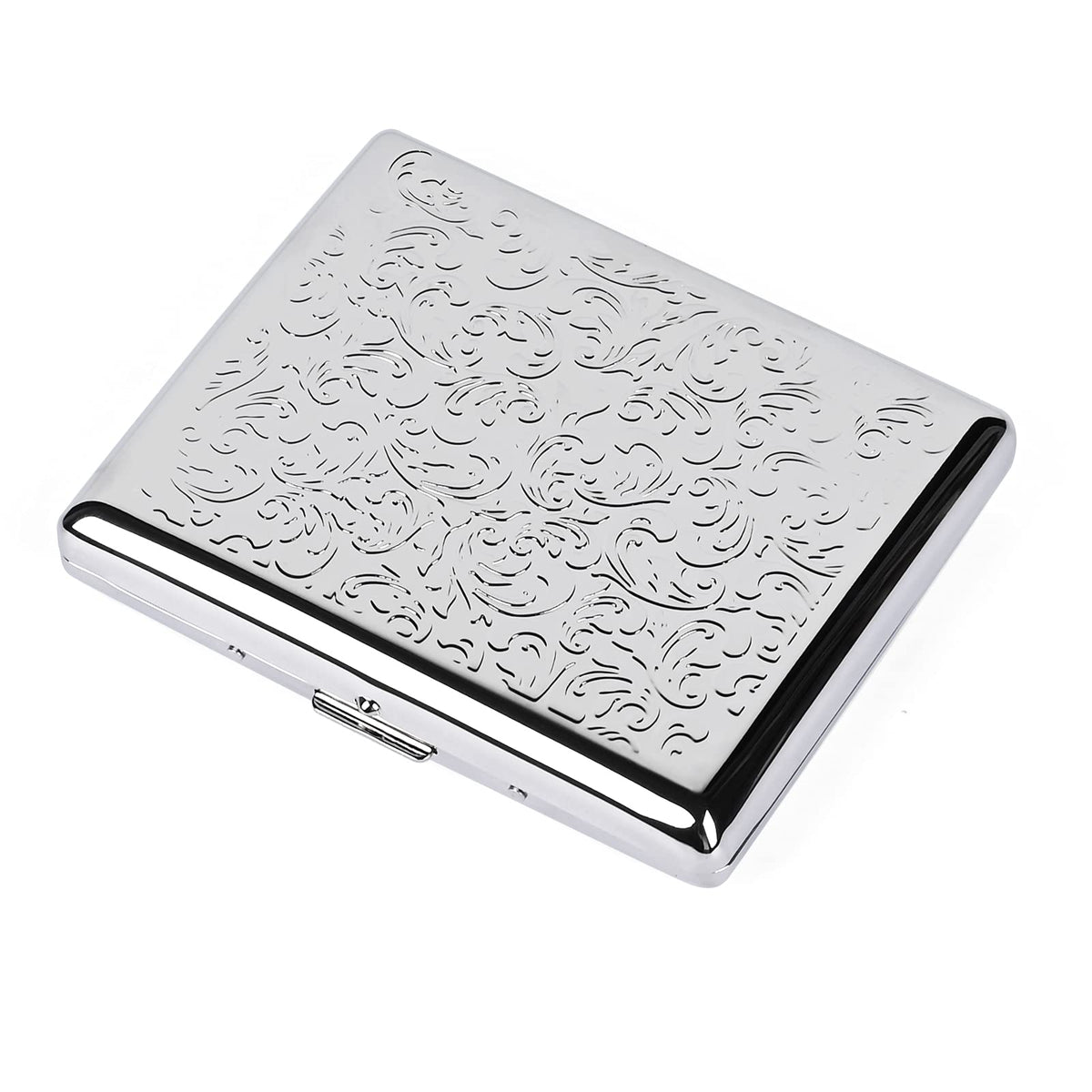 Stylish Design Retro Metal Cigarette Case -Double Sided Spring Clip Open Cigarette,Pocket Holder Credit Card Holder Protective Security Wallet for Men and Women,Holds 18-20 100mm (Vine Bronze)