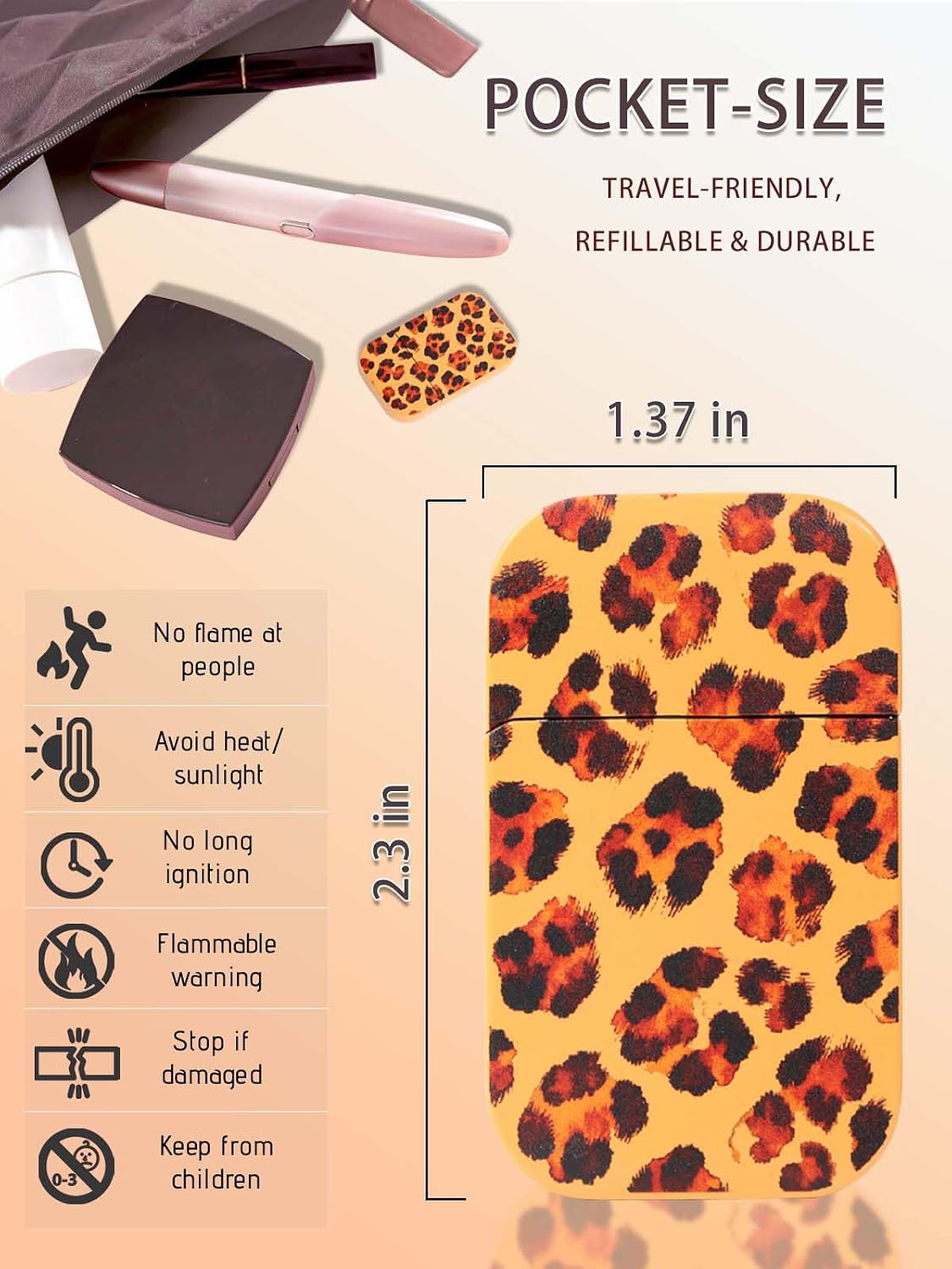Leopard Print Torch Lighter Jet Pink Flame Windproof Lighter
