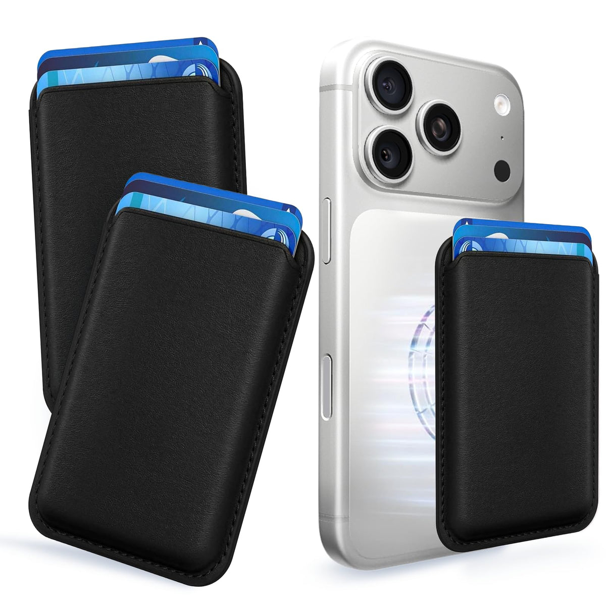 Magnetic Wallet Cell Phone Card Holder for Phone Case with Mag-Safe