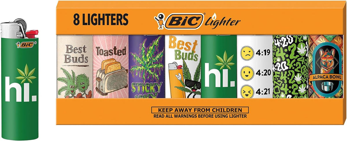 BIC Maxi Pocket Lighters, Safe and Reliable, Best Buds Series, 8-Count