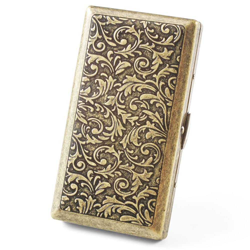 Mini Vintage Metal Cigarette Case for King Size, 12 Capacity Retro Golden