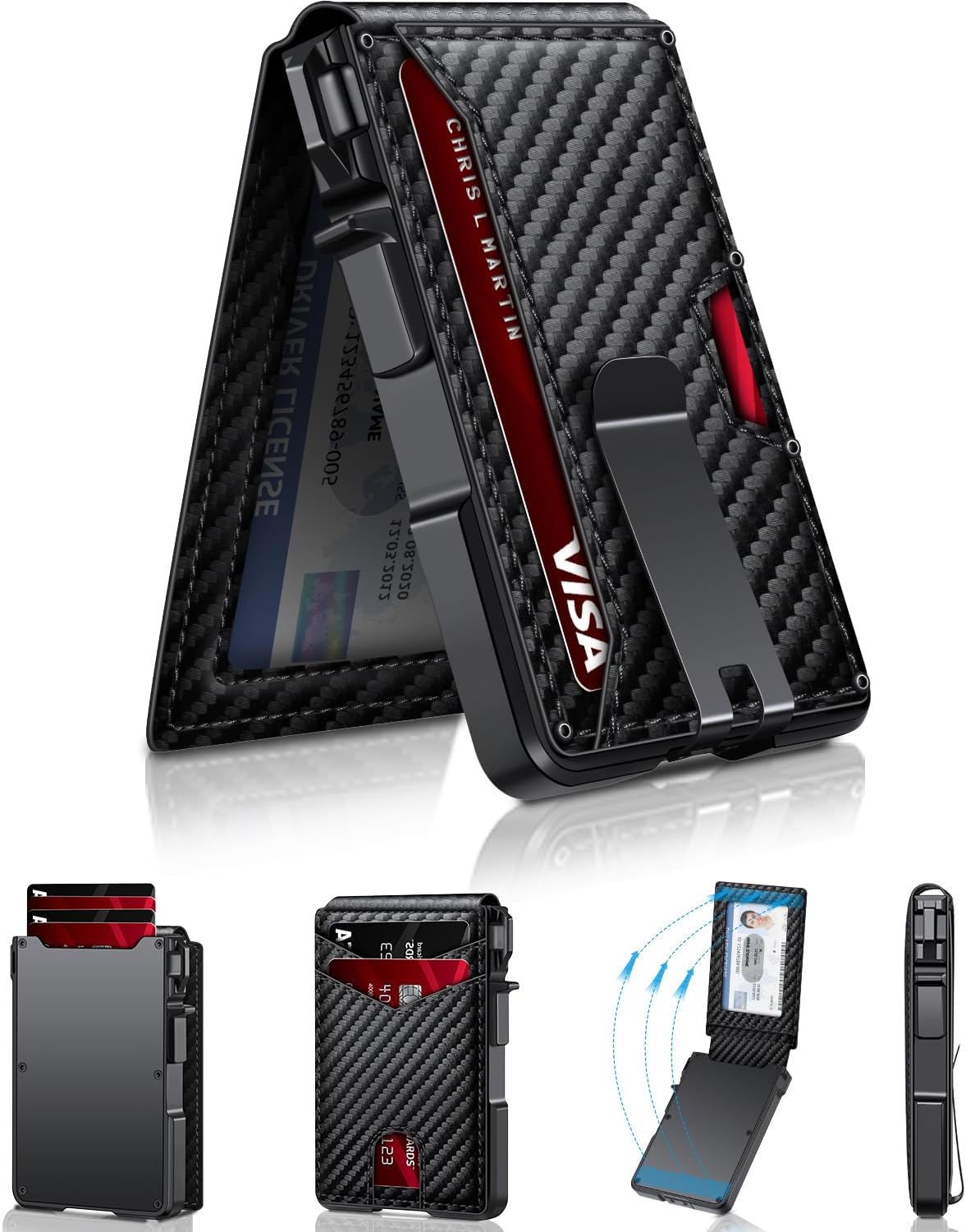 Wallet for Men, Mens Minimalist Wallet 9-13 Cards, Slim Compact RFID Wallet