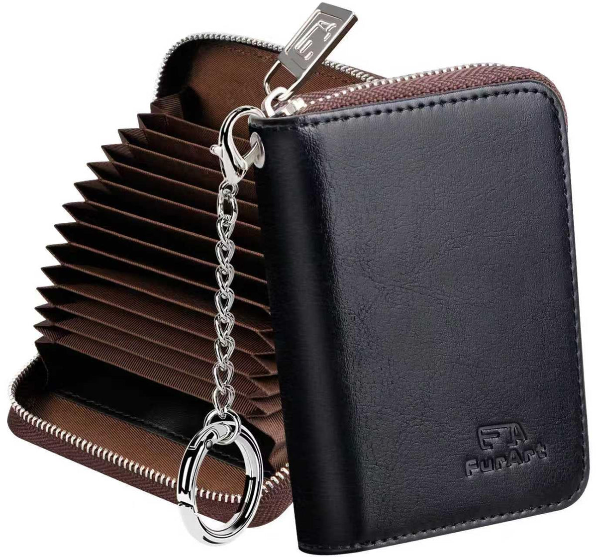 FurArt Zipper Wallet Women RFID Credit Card Holder keychain Wallet