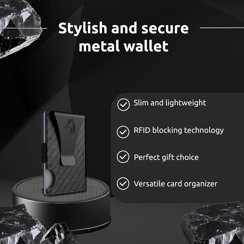 TRAVELINGO Slim RFID Blocking Wallet For Men - Light Weight, Durable & Compact- Minimalist Wallet With Money Clip (Carbon Fiber)