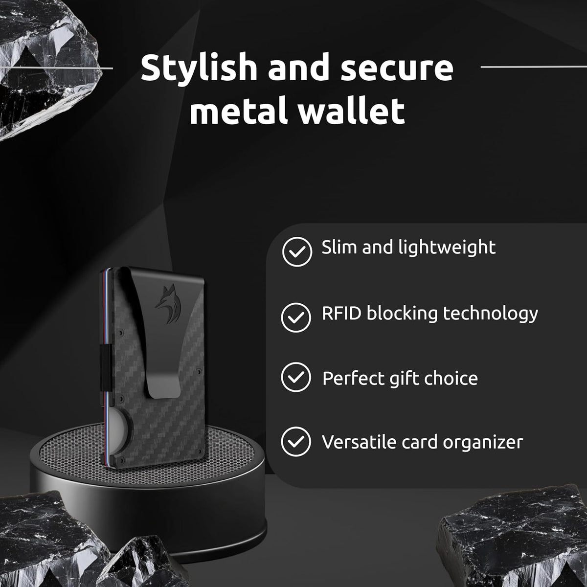 TRAVELINGO Slim RFID Blocking Wallet For Men - Light Weight, Durable & Compact- Minimalist Wallet With Money Clip (Carbon Fiber)