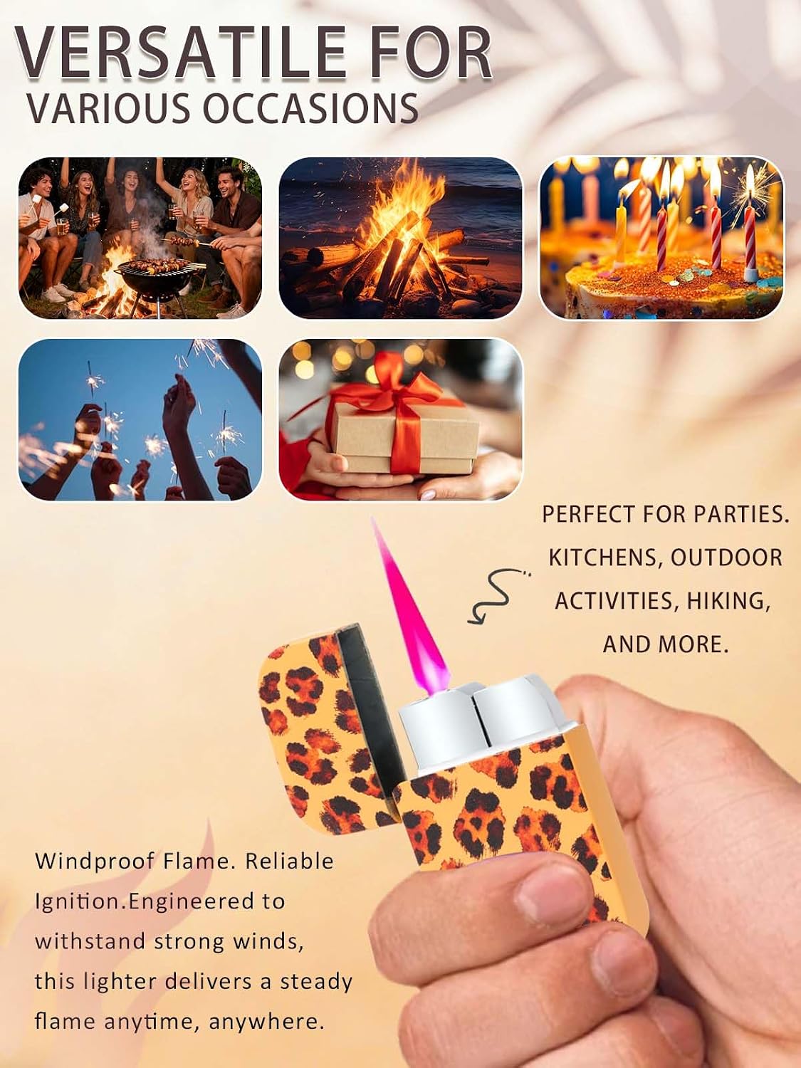 Leopard Print Torch Lighter Jet Pink Flame Windproof Lighter