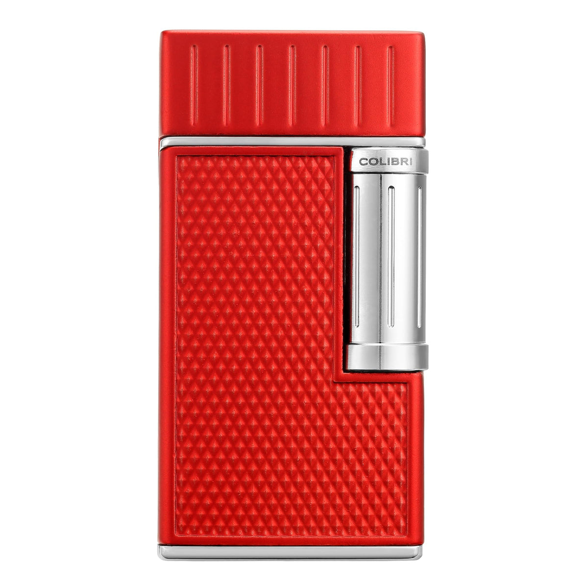 Colibri Julius Double Flame Butane Flint Cigar Lighter with Diamond-Pattern Case, Windproof & Refillable, Cigar Enthusiast's Choice with Blue Fuel Window and Adjustable Flame (Black, Rose Gold)