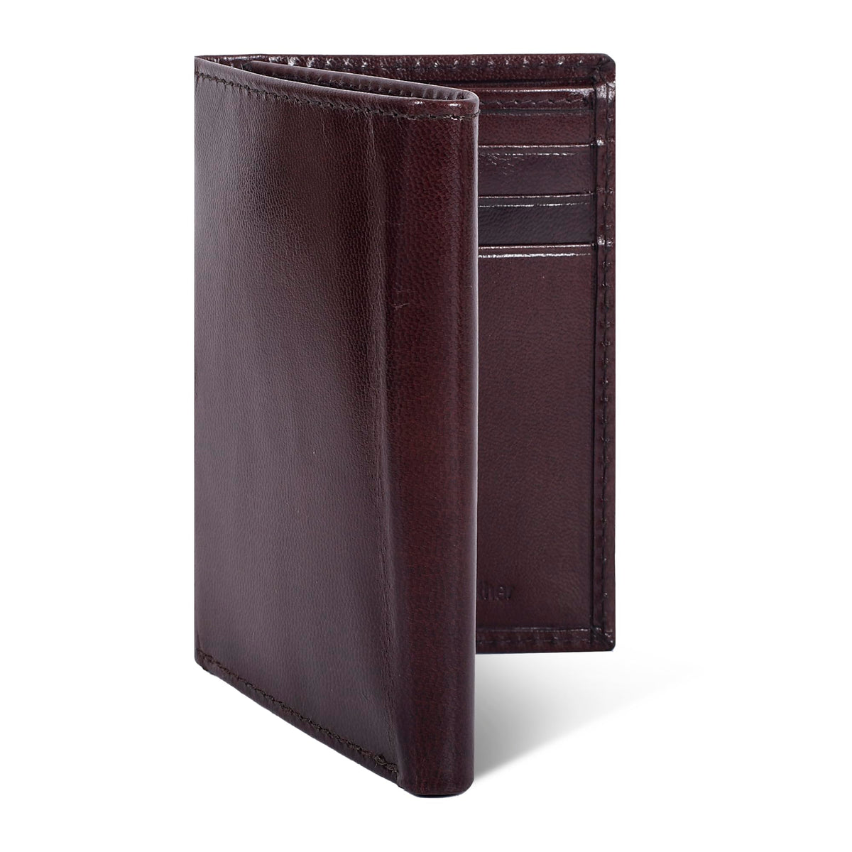 Real Leather Mens Trifold Wallet - RFID Slim Minimalist Front Pocket Gift