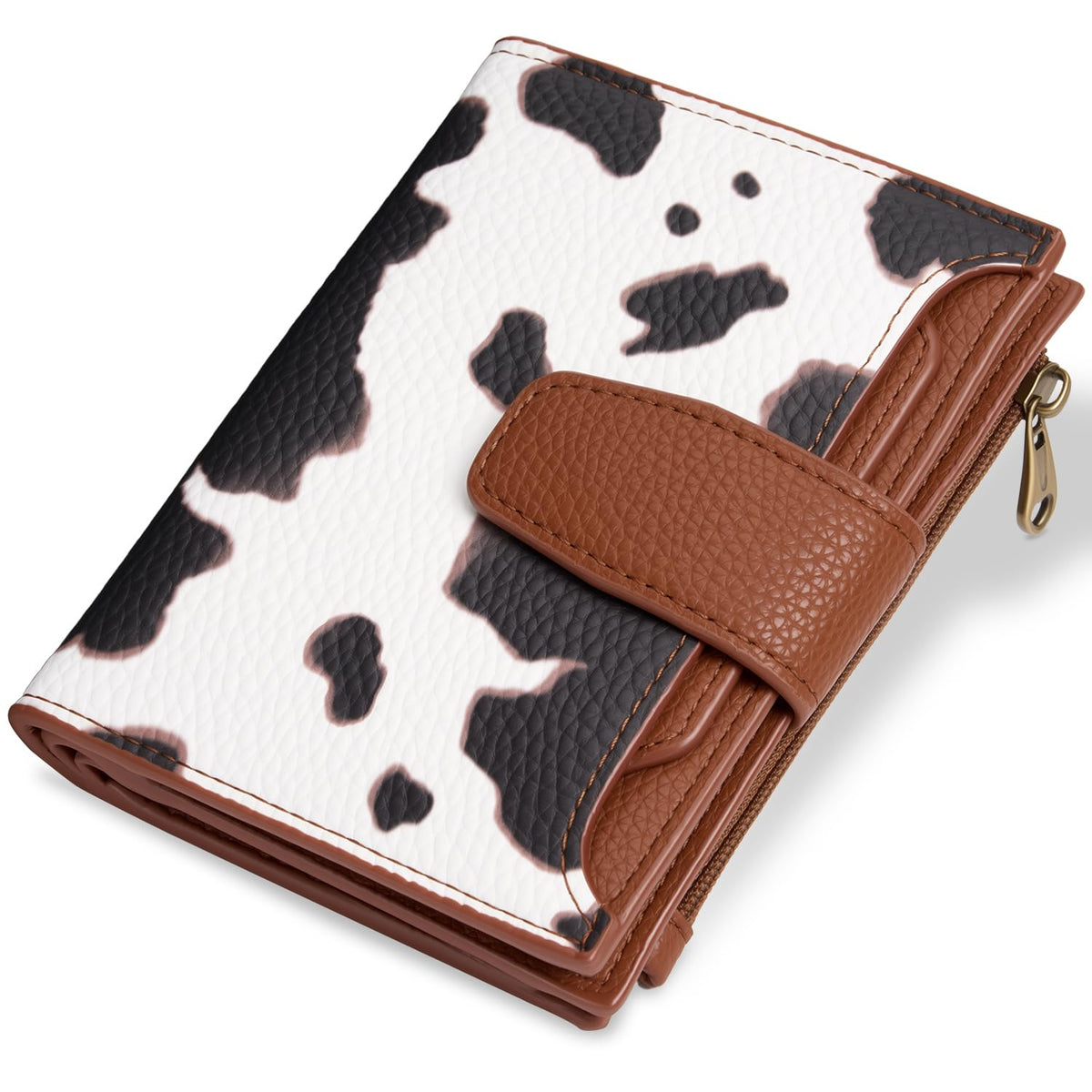 Airkit Small Wallet Women RFID Blocking Soft Leather Bifold Compact Card Holder Wallet for Women with Zipper Coin Pocket 4 ID Window
