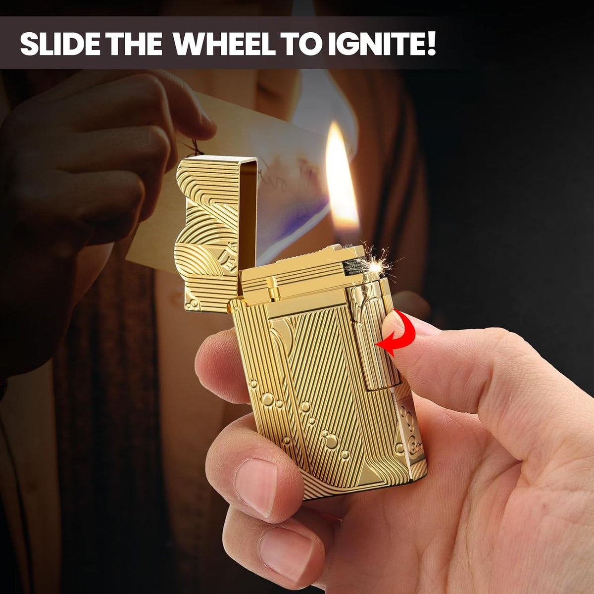 YUSUD One Piece Sanji Lighter - Vintage Trench Cool Lighters Fluid Refill, Antique Copper Lighter, Unique Table Lighter Gifts for Men Woman Dad (Fuel Not Included)