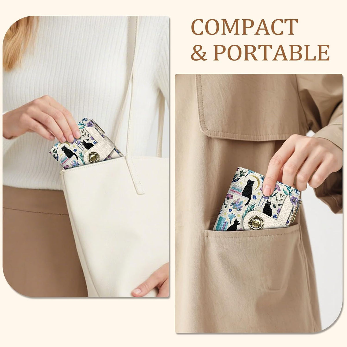 Icycay Cat Small Wallet Women RFID Blocking Bifold Cute Credit Card Holder