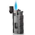 Metal Lighter Triple Jet Flame Refillable Butane Cigar Lighters Windproof Lighter with Cigar Punch Rest Holder - Butane Not Included (Red Copper)