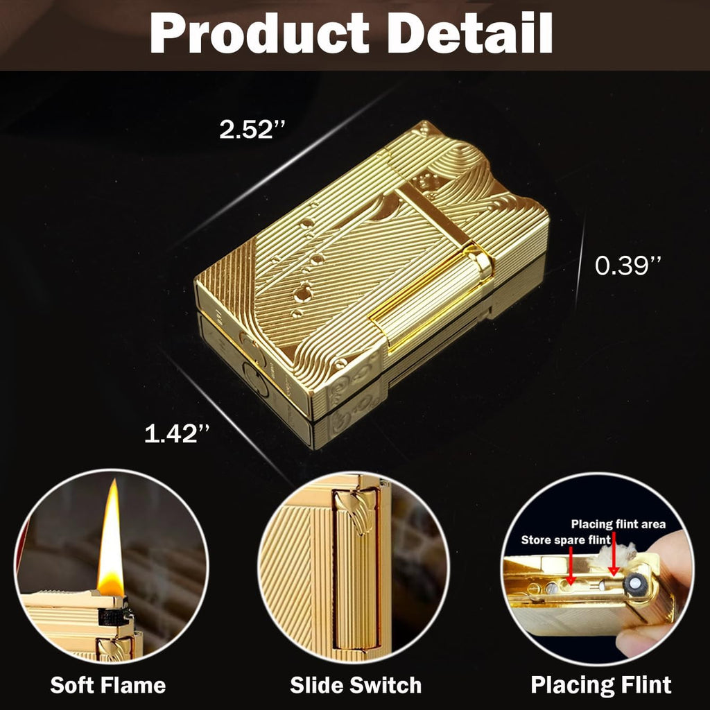 Sanji Lighter, Vintage Trench Lighter, Butane Refillable Lighters, Copper Gas Lighters for Men Dad Husband (Fuel Not Included)