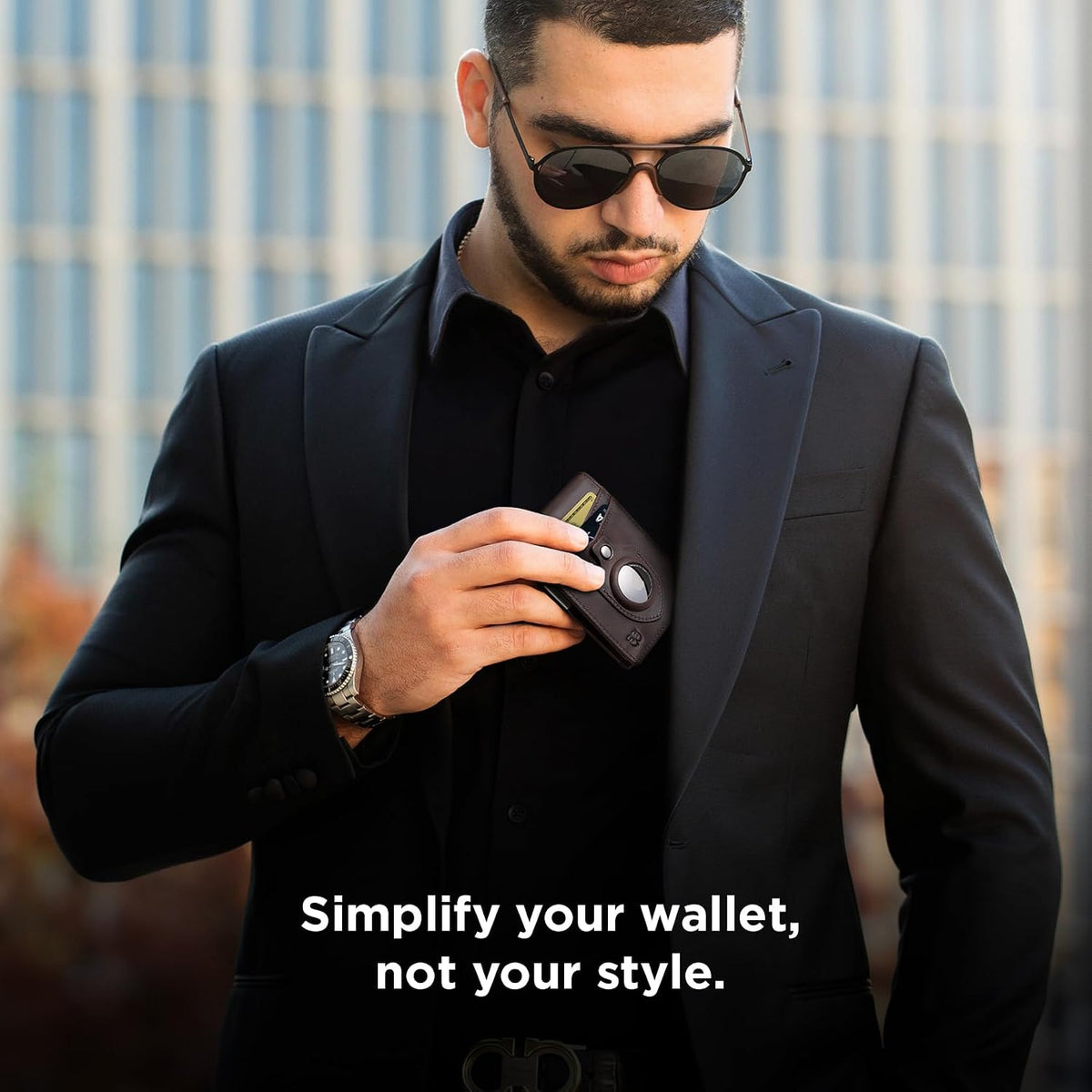 SERMAN BRANDS Money Clip Wallet - Mens Wallets slim Front Pocket RFID Blocking Card Holder Minimalist Mini Bifold