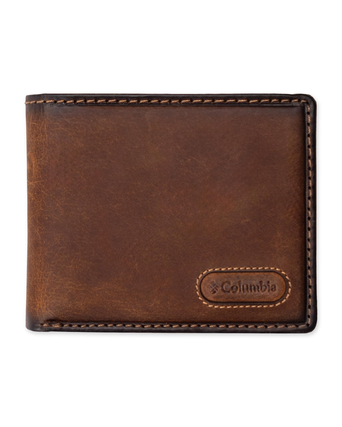 Columbia mens RFID Slim Bifold Wallet With ID Window Dark Tan