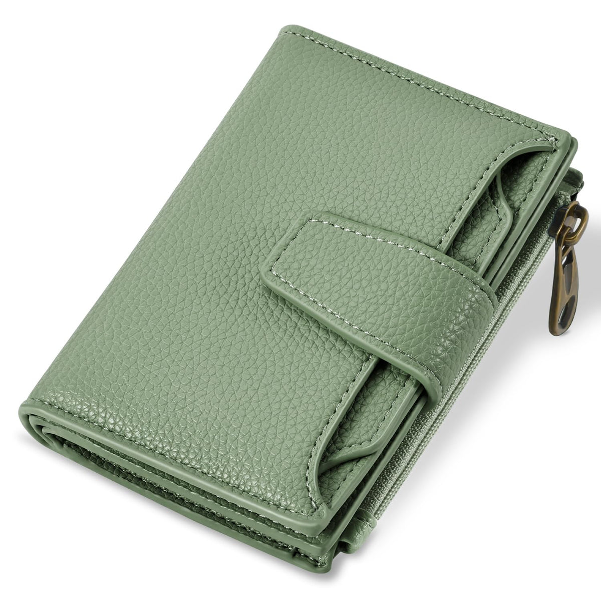 Airkit Small Wallet Women RFID Blocking Soft Leather Bifold Compact Card Holder Wallet for Women with Zipper Coin Pocket 4 ID Window