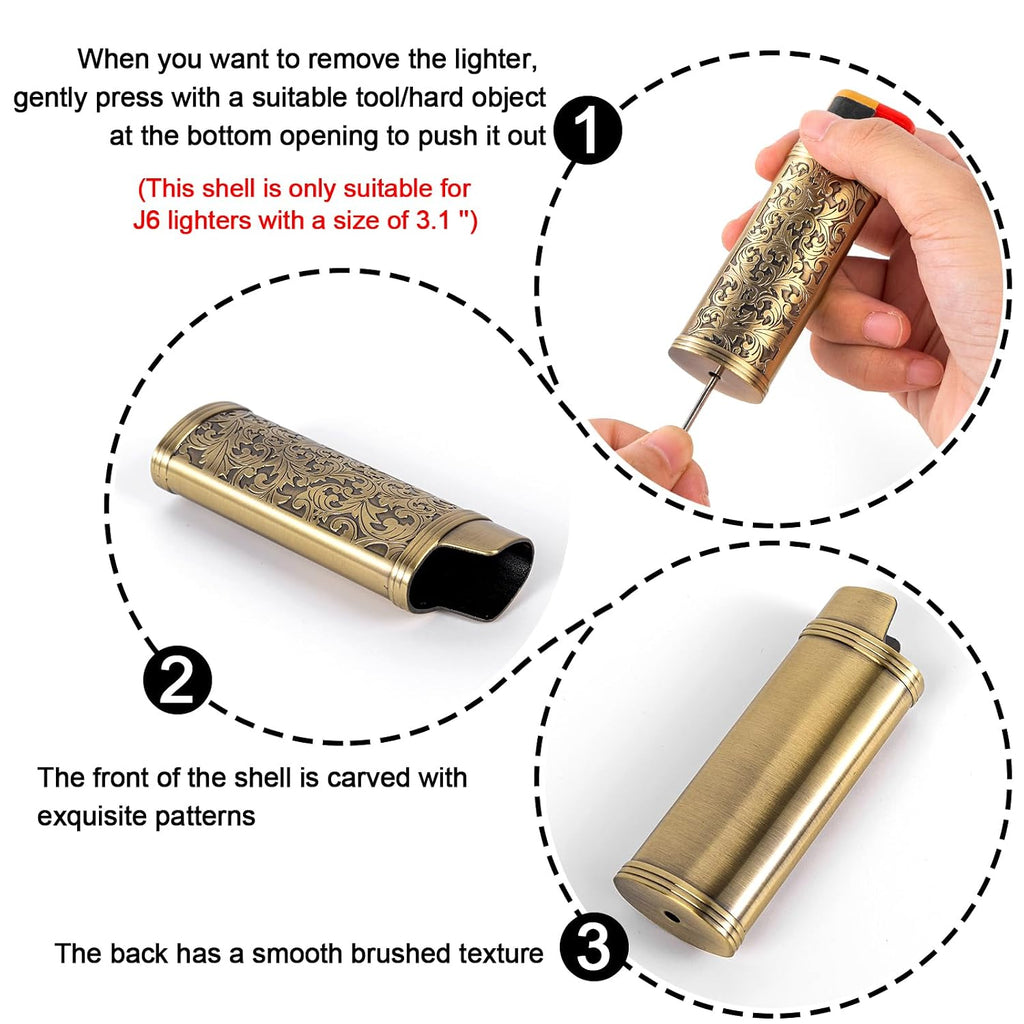 Vintage Metal Cigarette case with J6 Lighter, Holds 12pcs 100s Cigarettes, Can Also Be Used for RFID Credit Card and Cash Organizer (Bronze, 12pcs 100's)
